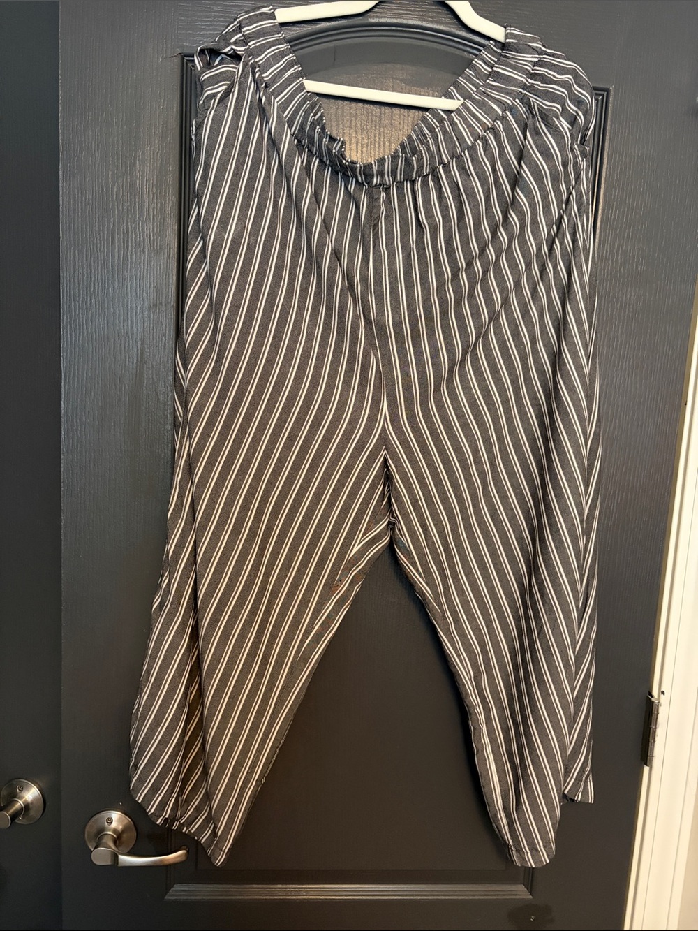 American Eagle Outfitters Black and White Striped Wide Leg Pants
